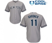 Youth Majestic New York Yankees #11 Brett Gardner Authentic Grey Road MLB Jersey