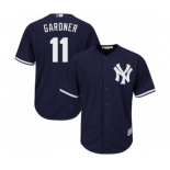 Youth Majestic New York Yankees #11 Brett Gardner Authentic Navy Blue Alternate MLB Jersey