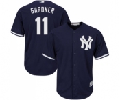 Youth Majestic New York Yankees #11 Brett Gardner Authentic Navy Blue Alternate MLB Jersey