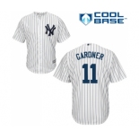 Youth Majestic New York Yankees #11 Brett Gardner Authentic White Home MLB Jersey