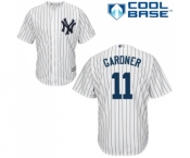 Youth Majestic New York Yankees #11 Brett Gardner Authentic White Home MLB Jersey