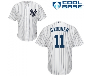 Youth Majestic New York Yankees #11 Brett Gardner Authentic White Home MLB Jersey