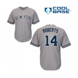 Youth Majestic New York Yankees #14 Brian Roberts Authentic Grey Road MLB Jersey