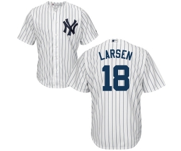 Youth Majestic New York Yankees #18 Don Larsen Authentic White Home MLB Jersey