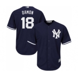 Youth Majestic New York Yankees #18 Johnny Damon Authentic Navy Blue Alternate MLB Jersey