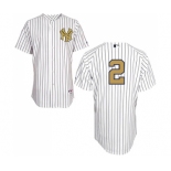 Youth Majestic New York Yankees #2 Derek Jeter Authentic White Fashion Gold MLB Jersey