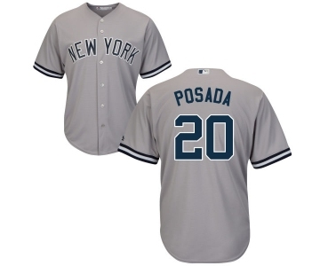 Youth Majestic New York Yankees #20 Jorge Posada Authentic Grey Road MLB Jersey