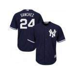 Youth Majestic New York Yankees #24 Gary Sanchez Replica Navy Blue Alternate MLB Jersey