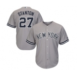 Youth Majestic New York Yankees #27 Giancarlo Stanton Authentic Grey Road MLB Jersey