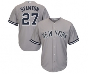 Youth Majestic New York Yankees #27 Giancarlo Stanton Authentic Grey Road MLB Jersey