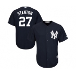 Youth Majestic New York Yankees #27 Giancarlo Stanton Authentic Navy Blue Alternate MLB Jersey