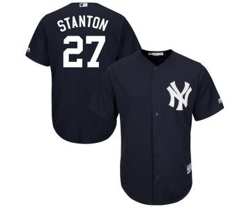 Youth Majestic New York Yankees #27 Giancarlo Stanton Authentic Navy Blue Alternate MLB Jersey