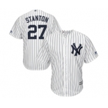 Youth Majestic New York Yankees #27 Giancarlo Stanton Authentic White Home MLB Jersey