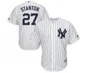 Youth Majestic New York Yankees #27 Giancarlo Stanton Authentic White Home MLB Jersey