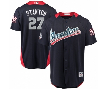 Youth Majestic New York Yankees #27 Giancarlo Stanton Game Navy Blue American League 2018 MLB All-Star MLB Jersey