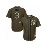 Youth Majestic New York Yankees #3 Babe Ruth Authentic Green Salute to Service MLB Jersey