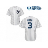 Youth Majestic New York Yankees #3 Babe Ruth Authentic White Home MLB Jersey