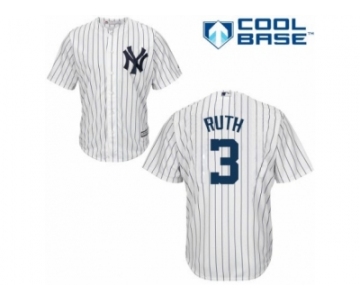 Youth Majestic New York Yankees #3 Babe Ruth Authentic White Home MLB Jersey