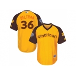 Youth Majestic New York Yankees #36 Carlos Beltran Authentic Yellow 2016 All-Star American League BP Cool BaseMLB Jersey