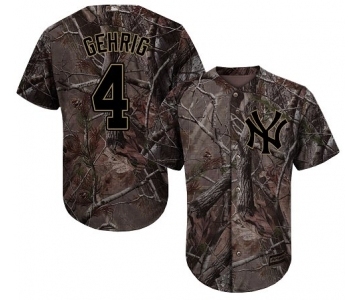 Youth Majestic New York Yankees #4 Lou Gehrig Authentic Camo Realtree Collection Flex Base MLB Jersey