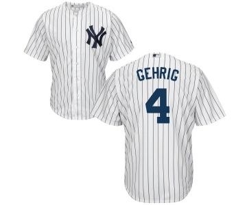 Youth Majestic New York Yankees #4 Lou Gehrig Authentic White Home MLB Jersey