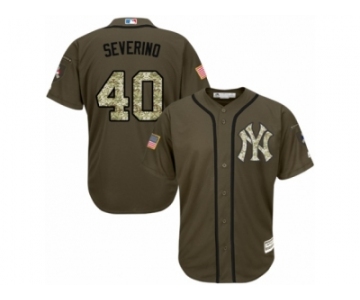 Youth Majestic New York Yankees #40 Luis Severino Replica Green Salute to Service MLB Jersey