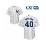 Youth Majestic New York Yankees #40 Luis Severino Replica White Home MLB Jersey