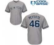 Youth Majestic New York Yankees #46 Andy Pettitte Authentic Grey Road MLB Jersey