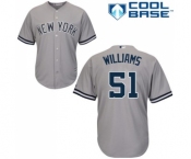 Youth Majestic New York Yankees #51 Bernie Williams Authentic Grey Road MLB Jersey