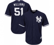 Youth Majestic New York Yankees #51 Bernie Williams Authentic Navy Blue Alternate MLB Jersey