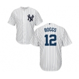 Youth New York Yankees #12 Wade Boggs Authentic White Home Baseball Jersey