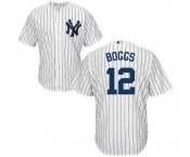 Youth New York Yankees #12 Wade Boggs Authentic White Home Baseball Jersey