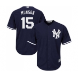 Youth New York Yankees #15 Thurman Munson Authentic Navy Blue Alternate Baseball Jersey