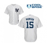 Youth New York Yankees #15 Thurman Munson Authentic White Home Baseball Jersey