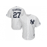 Youth New York Yankees #27 Giancarlo Stanton White Strip Cool Base Stitched MLB Jersey