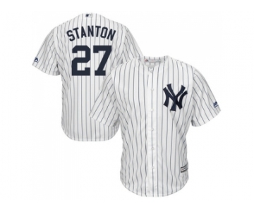 Youth New York Yankees #27 Giancarlo Stanton White Strip Cool Base Stitched MLB Jersey