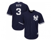 Youth New York Yankees #3 Babe Ruth Navy blue Cool Base Stitched MLB Jersey