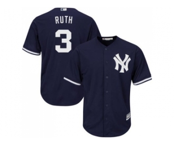 Youth New York Yankees #3 Babe Ruth Navy blue Cool Base Stitched MLB Jersey