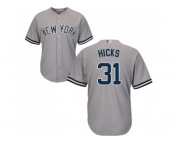 Youth New York Yankees #31 Aaron Hicks Grey Cool Base Stitched MLB Jersey