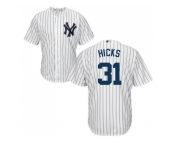 Youth New York Yankees #31 Aaron Hicks White Cool Base Stitched MLB Jersey