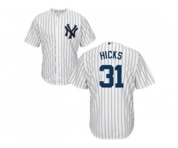 Youth New York Yankees #31 Aaron Hicks White Cool Base Stitched MLB Jersey