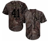 Youth New York Yankees #41 Randy Johnson Authentic Camo Realtree Collection Flex Base Baseball Jersey