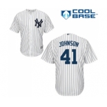 Youth New York Yankees #41 Randy Johnson Authentic White Home Baseball Jersey