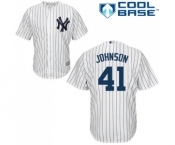 Youth New York Yankees #41 Randy Johnson Authentic White Home Baseball Jersey