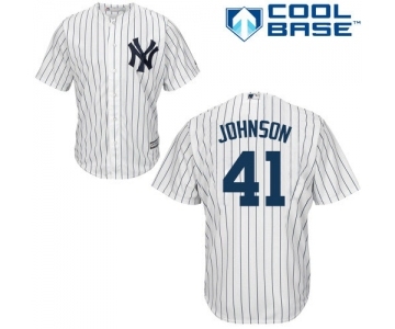 Youth New York Yankees #41 Randy Johnson Authentic White Home Baseball Jersey