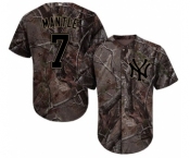 Youth New York Yankees #7 Mickey Mantle Authentic Camo Realtree Collection Flex Base Baseball Jersey