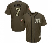 Youth New York Yankees #7 Mickey Mantle Authentic Green Salute to Service Baseball Jersey