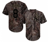 Youth New York Yankees #8 Yogi Berra Authentic Camo Realtree Collection Flex Base Baseball Jersey