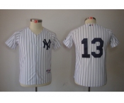 Youth mlb jerseys new york yankees #13 alex rodriguez white(black stripe)