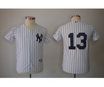 Youth mlb jerseys new york yankees #13 alex rodriguez white(black stripe)